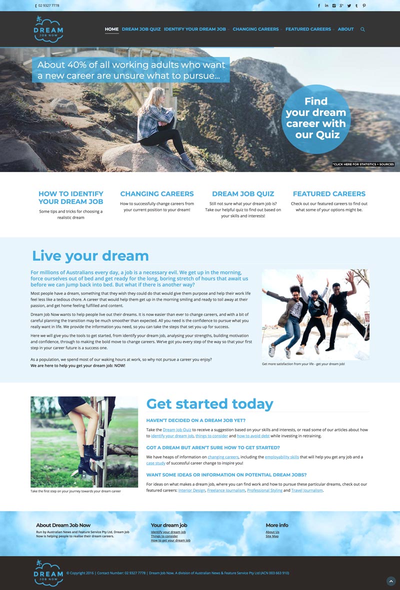 dream job now website design